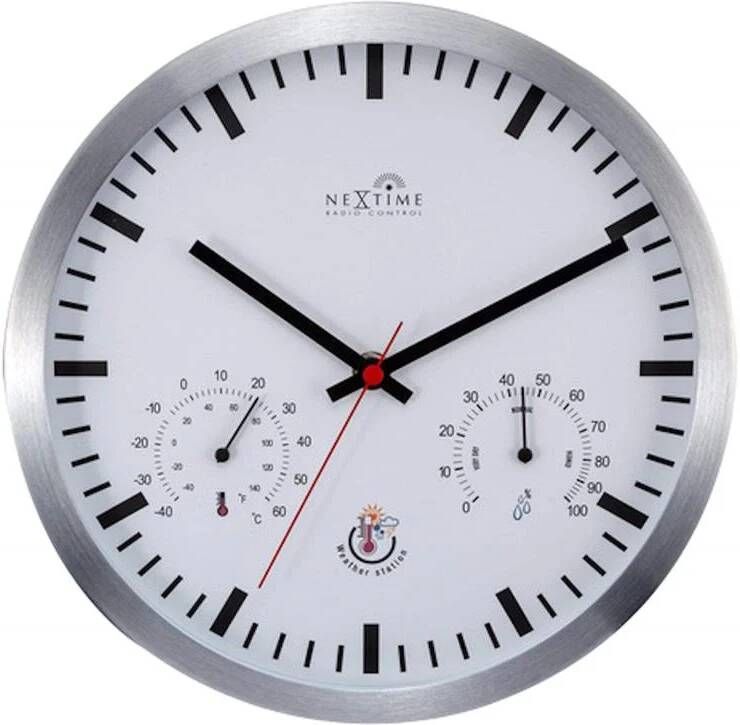 Nextime Wandklok dia 25cm wit RC aluminium Radio Controlled