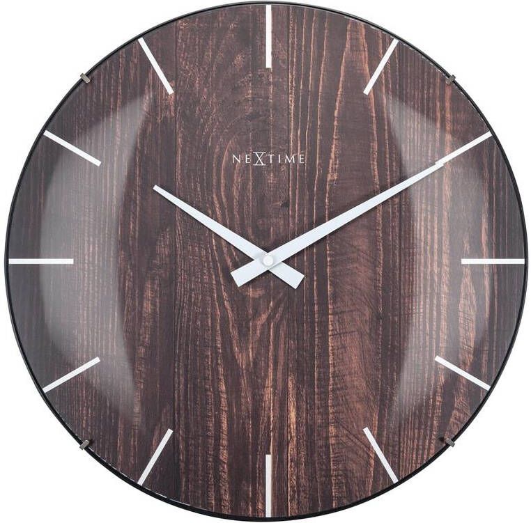 Dobeno Wandklok Nextime Edge-Wood-Dome dia 35cm kunststof bruin