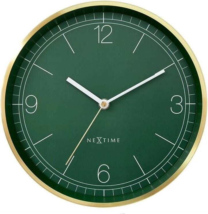 NeXtime Wandklok 25cm Stil Goud|Groen Metaal