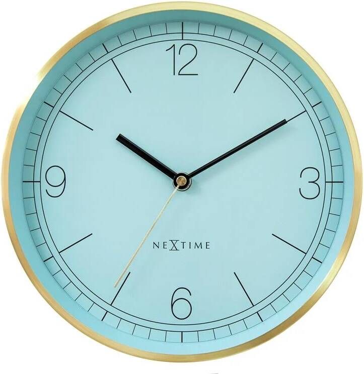 NeXtime Wandklok 25cm Stil Goud|Turquoise Metaal