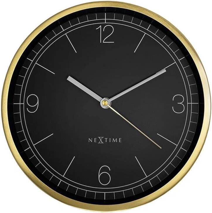 NeXtime Wandklok 25cm Stil Goud|Zwart Metaal