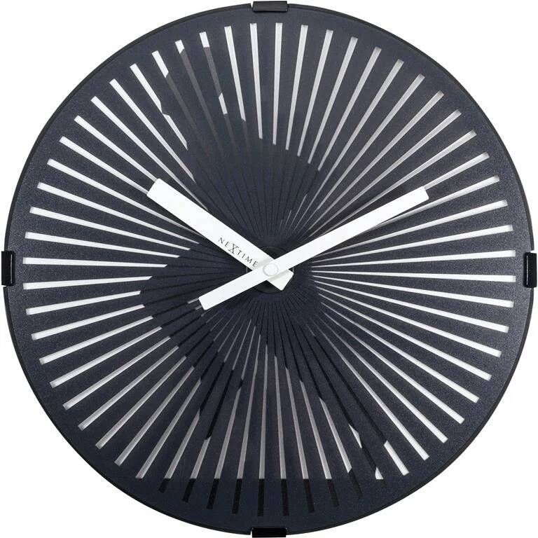 NeXtime Wandklok 30 cm Plastic- Bewegend- Zwart