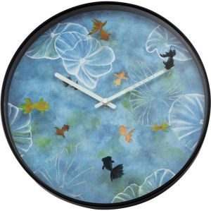 NeXtime Wandklok 30cm-Stil-Blauw-Plastic- Pond