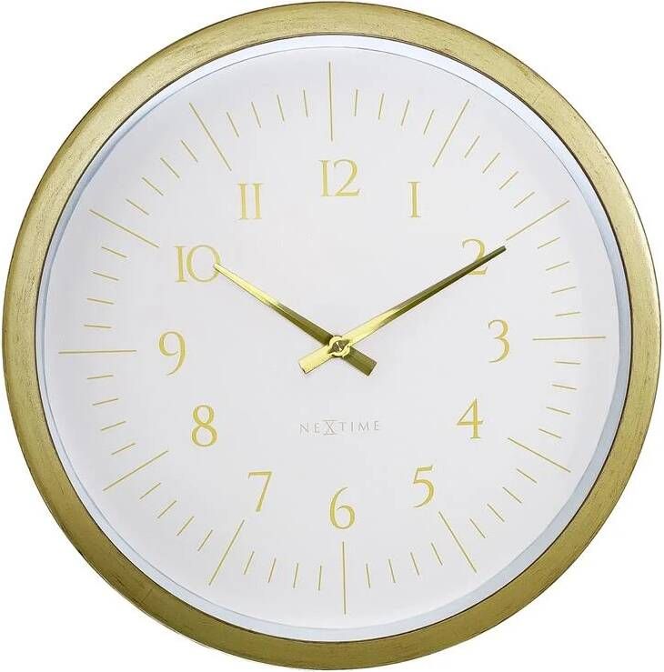 NeXtime Wandklok 40 cm-Goud|Wit-Plastic- &apos;Galaxy&apos;