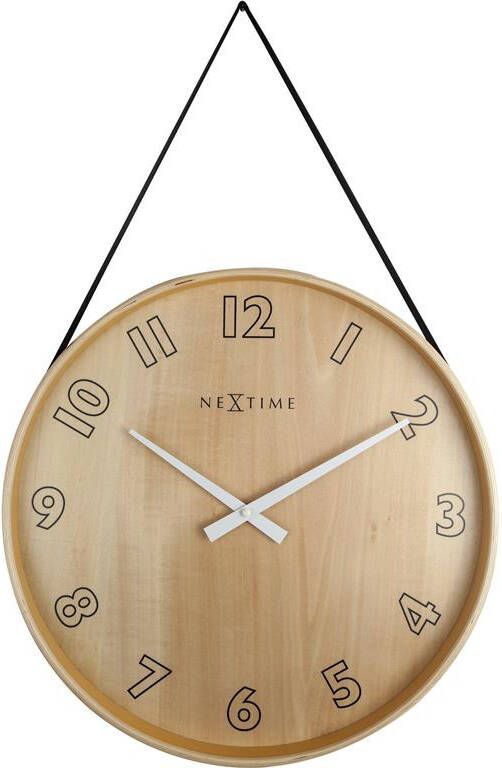 NeXtime Wandklok 40 cm Hout Zwart &apos;Loop Big&apos;