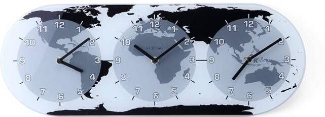 NeXtime Wandklok 50 x 18.6 x 3.6 glas 'Mondial'