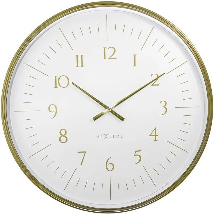 NeXtime Wandklok 77 cm-Goud|Wit-Plastic- &apos;Galaxy Large&apos;