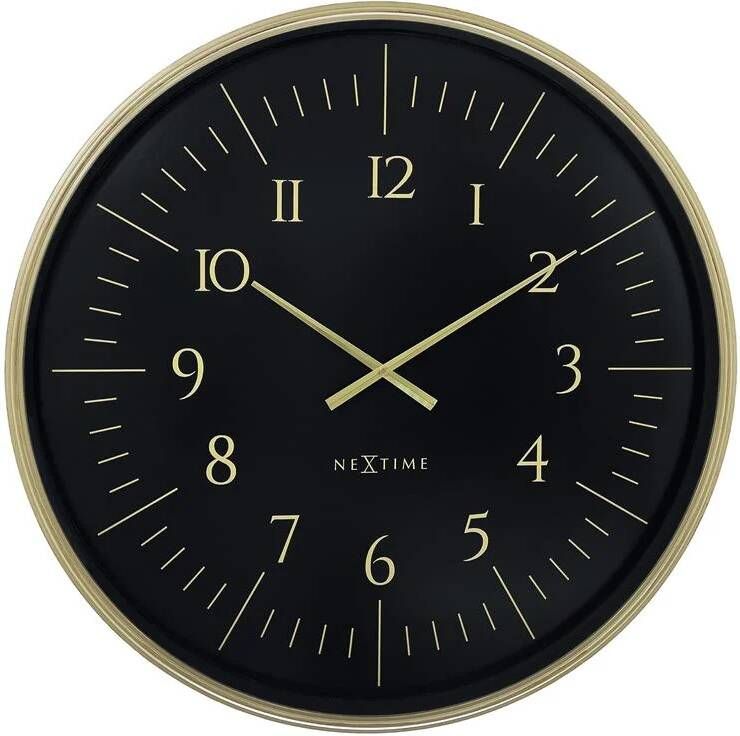 NeXtime Wandklok 77 cm-Goud|Zwart-Plastic- &apos;Galaxy Large&apos;