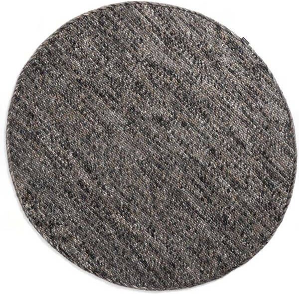 Nordic Weavers Rond wollen vloerkleed Lett grijs|bruin 120 cm rond