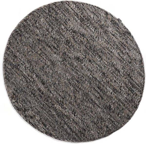 Nordic Weavers Rond wollen vloerkleed Lett grijs|bruin 160 cm rond
