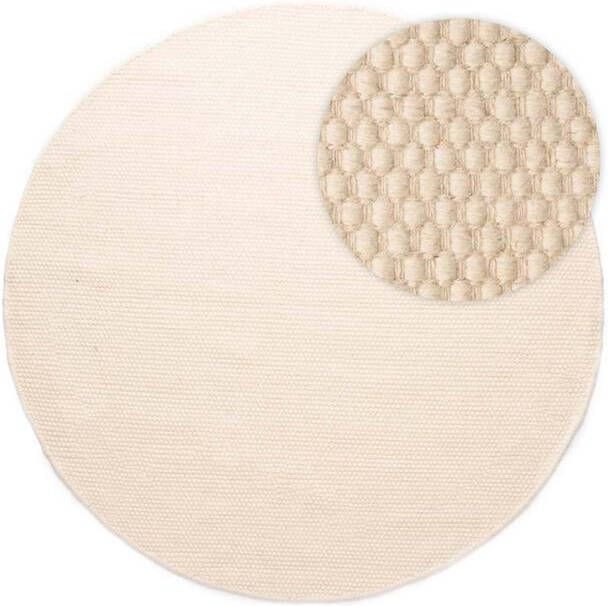 Nordic Weavers Rond wollen vloerkleed Ulstein wit 200 cm rond