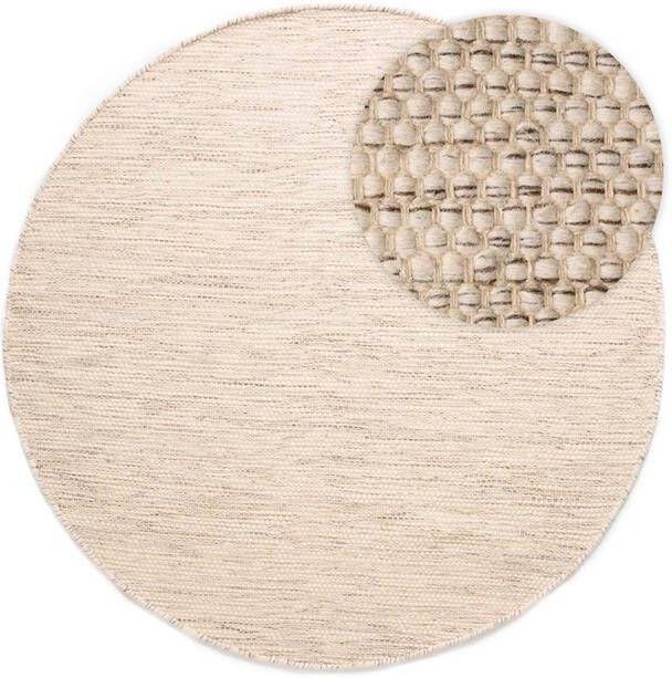 Nordic Weavers Rond wollen vloerkleed Ulstein wit|grijs 150 cm