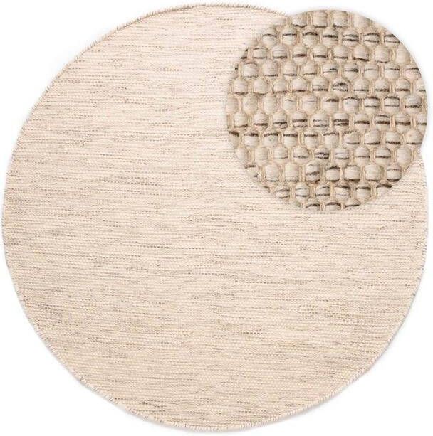 Nordic Weavers Rond wollen vloerkleed Ulstein wit|grijs 300 cm