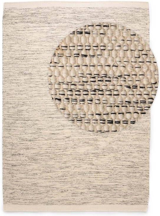 Nordic Weavers Wollen vloerkleed Ulstein wit|zwart 160x230 cm