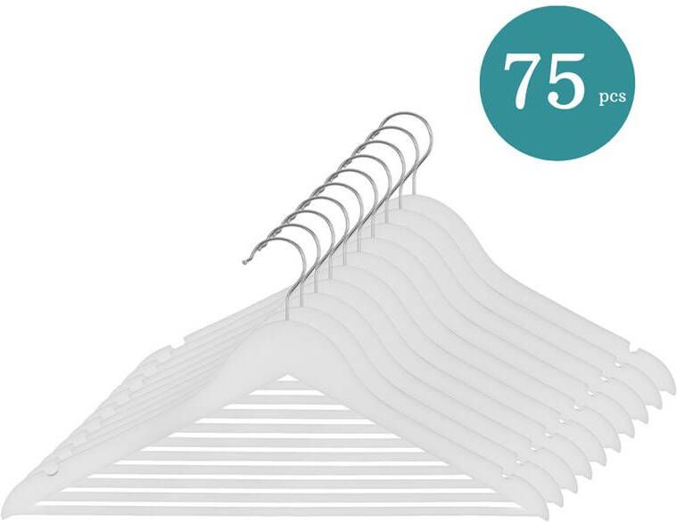 Nordix Kledinghangers Set 75 stuks Wit Hout Kleerhangers