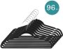 NORDIX Kledinghangers Set 96 stuks Zwart Vilten Velvet Anti Slip Kleerhangers - Thumbnail 2