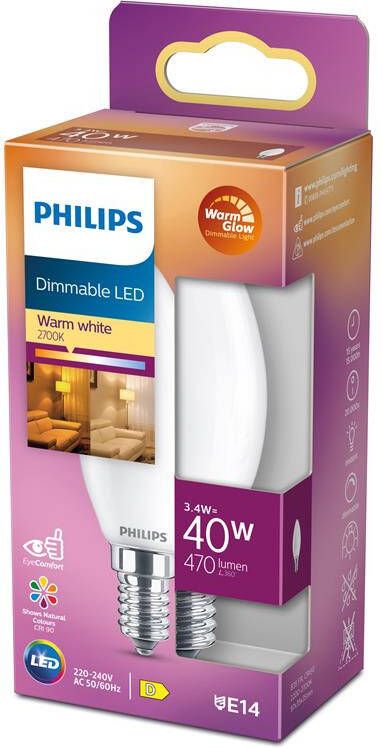 Philips LED Kaars Mat 40 W E14 Dimbaar warmwit licht