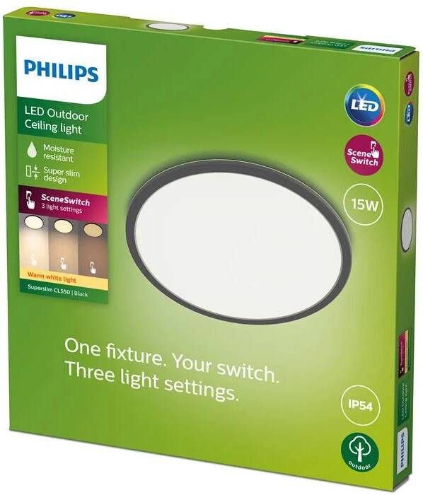 Philips SuperSlim Plafondlamp Zwart