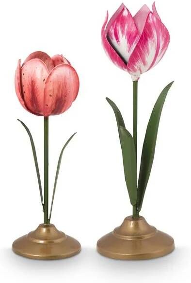 Pip Studio Tulpen Kandelaar Woonaccessoire Roze 21cm 2 stuks