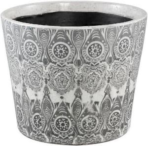 PTMD Beire Deco Bloempot H20 x Ø24 cm Terracotta Zwart|Wit