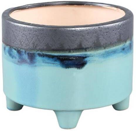 Ptmd Collection PTMD Isidora Blue ceramic pot on feet grey top M
