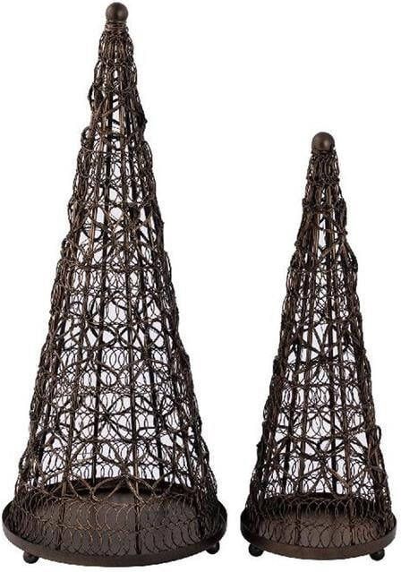 PTMD Kerstversiering Boom Martin 18x18x48 cm Messing Set van 2