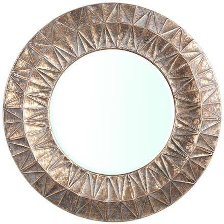 Ptmd Collection PTMD Lorrix Gold iron mirror with lines pattern round