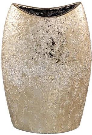 PTMD Mamboo Gold glazed ceramic pot oval high S