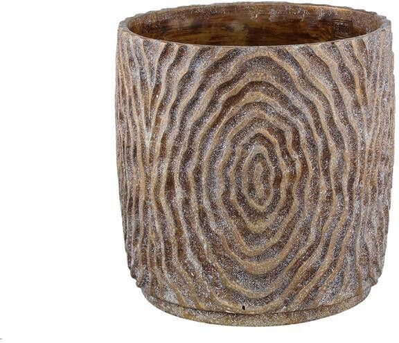 PTMD Meria Brown cement pot with pattern round XXL