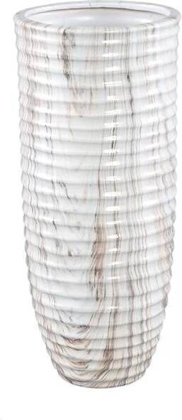 Ptmd Collection PTMD Miami Cream ceramic pot ribbed round M
