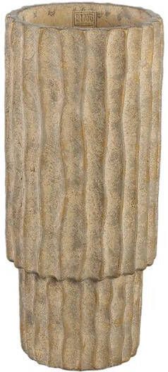 PTMD Mitty Brown cement pot wavy ribs round high S
