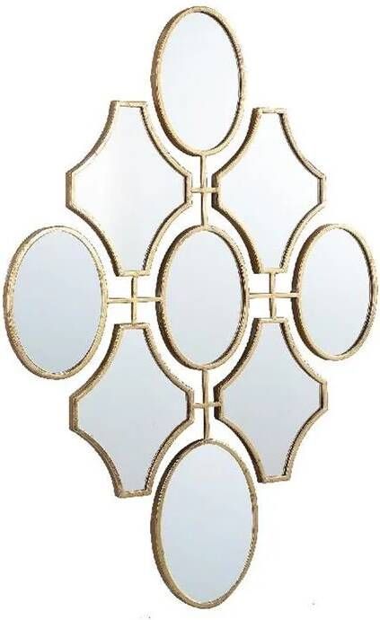 Ptmd Collection PTMD Dilara Gold ijzeren spiegel ruit met 9 spiegeltjes