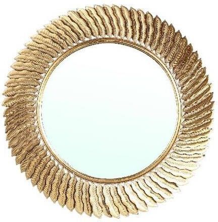 Ptmd Collection PTMD Posh Gold iron mirror leafs frame round