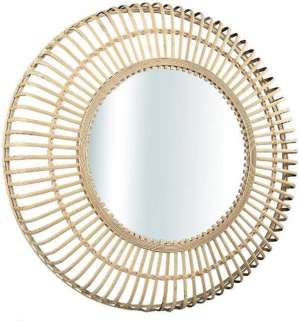 Ptmd Collection PTMD Zandor Natural bamboe spiegel rond groot