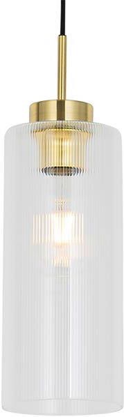 QAZQA Art Deco hanglamp goud met glas Laura