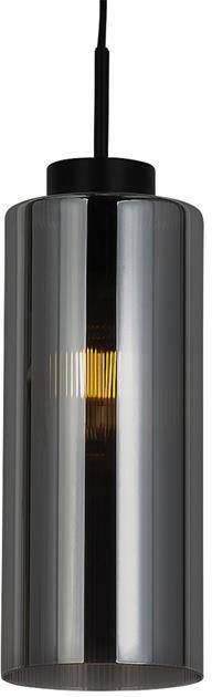 QAZQA Art Deco hanglamp zwart met smoke glas Laura