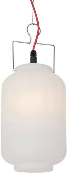 QAZQA Buiten hanglamp wit 20 cm met rode stekker IP44 Pion