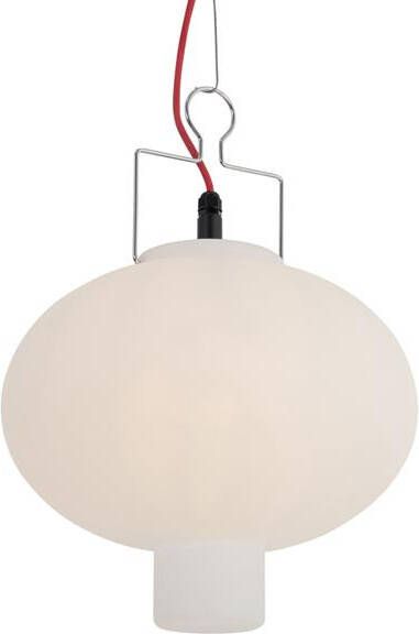 QAZQA Buiten hanglamp wit 35 cm met rode stekker IP44 Pion