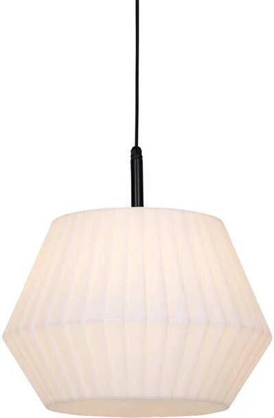 QAZQA Moderne buiten hanglamp zwart met witte kap 45 6 cm IP44