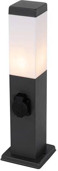 QAZQA Buitenlamp donkergrijs 45 cm met stopcontact IP44 Malios