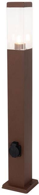 QAZQA Buitenlamp roestbruin 80 cm met stopcontact IP44 Malios