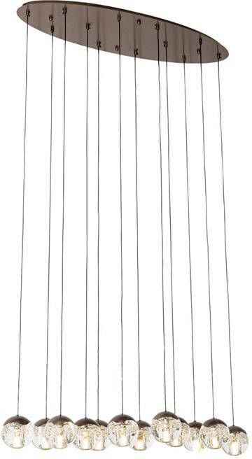 QAZQA Design hanglamp donker brons met helder glas 12-lichts Inge