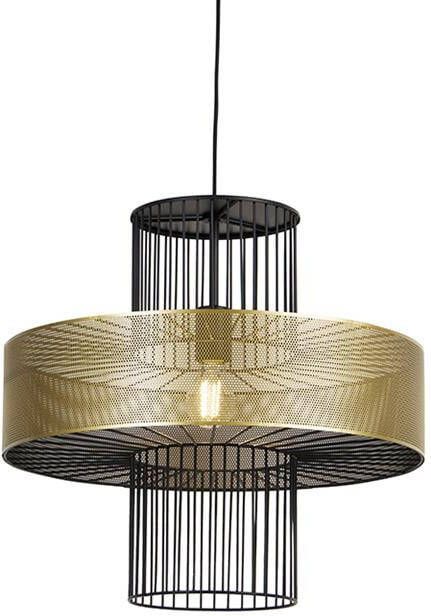 QAZQA Design hanglamp goud met zwart 50 cm Tess
