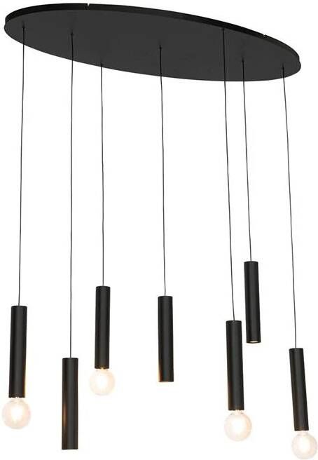 QAZQA Design hanglamp zwart ovaal 7-lichts Tuba