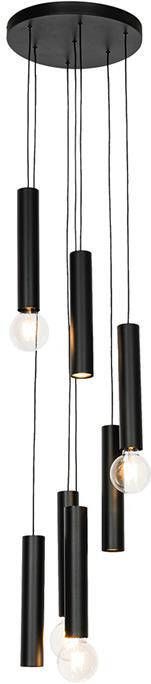 QAZQA Design hanglamp zwart rond 7-lichts Tuba