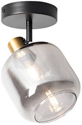 QAZQA Design plafondspot zwart met goud met smoke glas Zuzanna