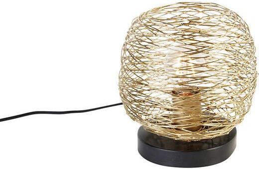 QAZQA Design tafellamp goud met zwart 20 cm Sarella