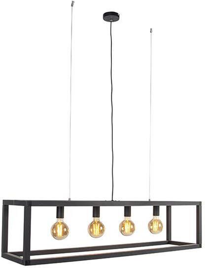 QAZQA Industriële hanglamp zwart 4-lichts Big Cage