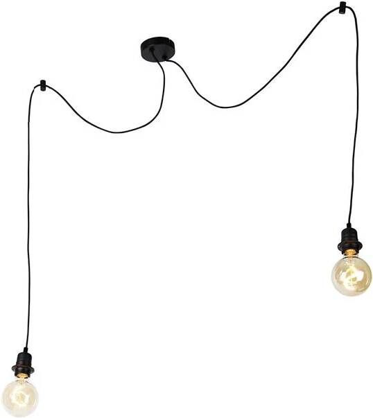 QAZQA Moderne hanglamp zwart 2-lichts Cava