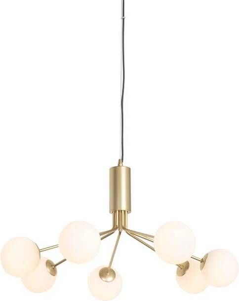 QAZQA Art Deco hanglamp goud met opaal glas 7-lichts Coby